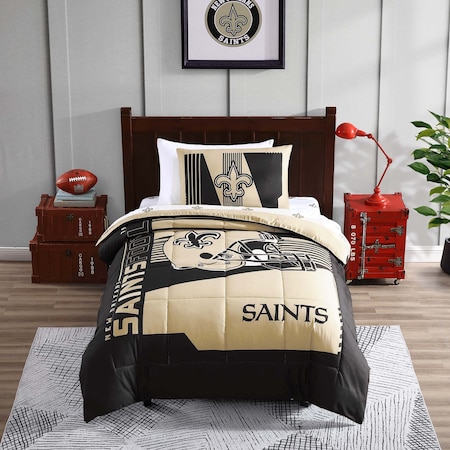 Logo Brands New Orleans Saints Status Bed In A Bag Twin 620-BNBT-B1